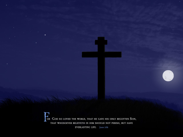 Cross hill sky moon quote free wallpaper - medium preview image
