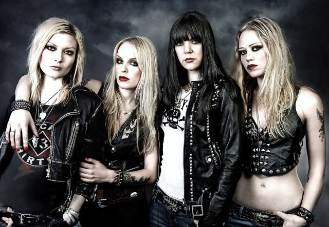 Women leather jackets jeans group free wallpaper - medium preview image