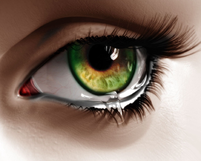 Green eye long eyelashes red free wallpaper - medium preview image