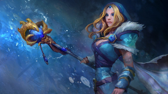 Woman blue outfit holding blue free wallpaper - medium preview image