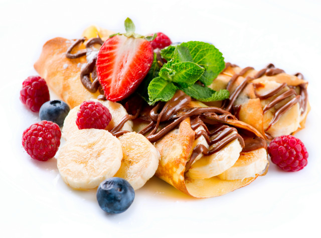 Fruit pastry chocolate sauce mint free wallpaper - medium preview image