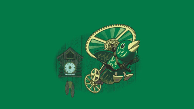 Clock bird carriage wall clock free wallpaper - medium preview image