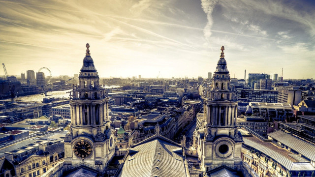City clock tower river view free wallpaper - medium preview image