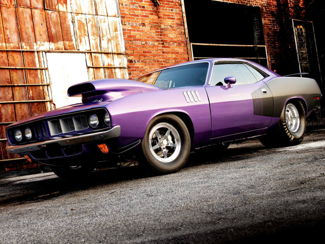 Purple car brick building open free wallpaper - medium preview image