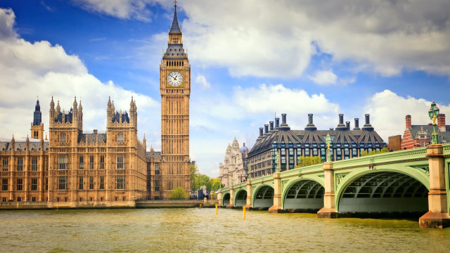 Clock tower city river bridge free wallpaper - medium preview image