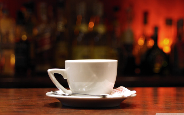 Coffee cup saucer spoon table free wallpaper - medium preview image