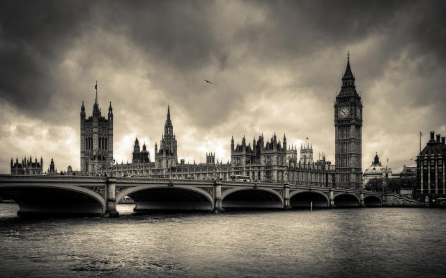Bridge clock tower london black free wallpaper - medium preview image