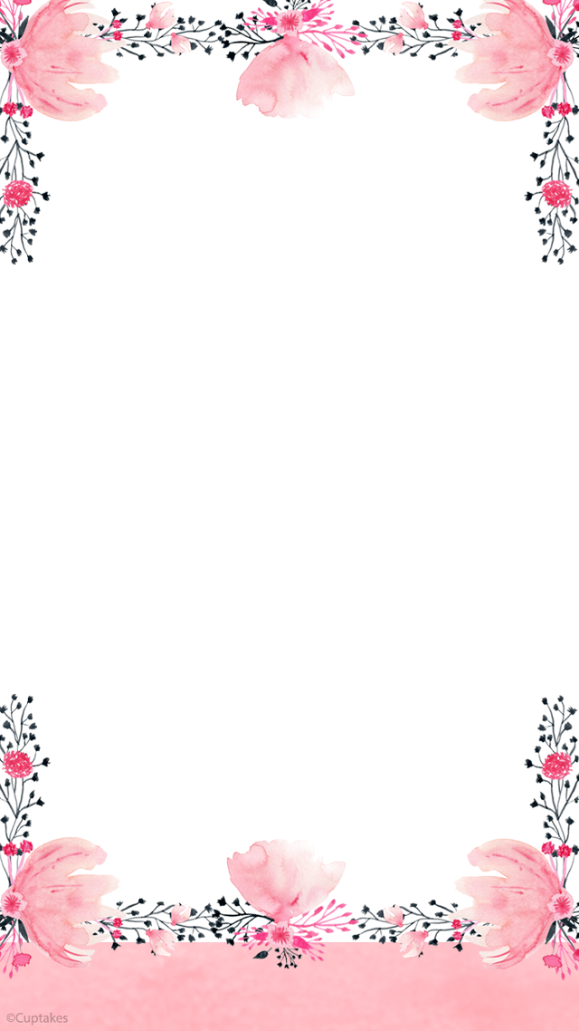 Pink watercolor frame flowers leaves free wallpaper - medium preview image