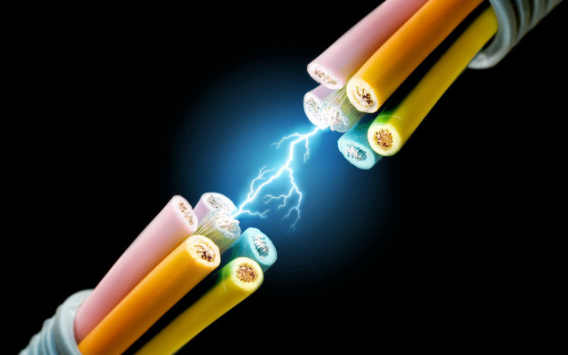 Close up wires lightning yellow free wallpaper - medium preview image
