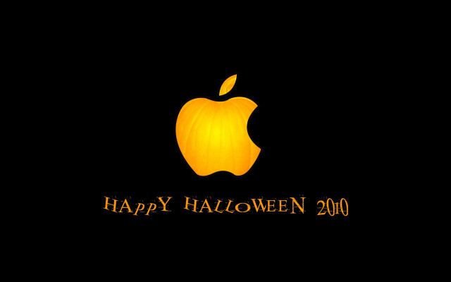 Black background apple logo happy free wallpaper - medium preview image
