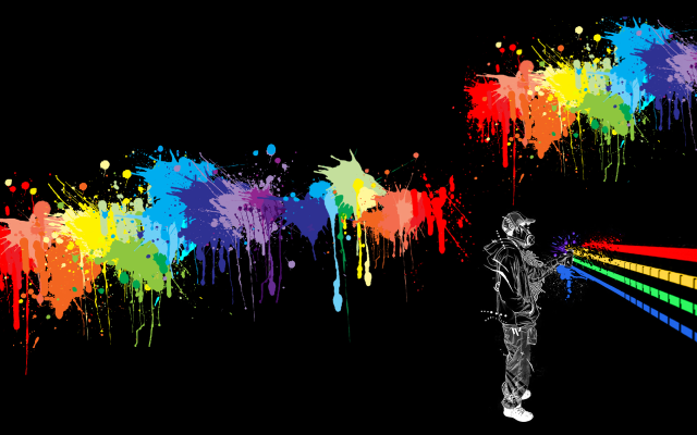 Man rainbow background paint splatters free wallpaper - medium preview image