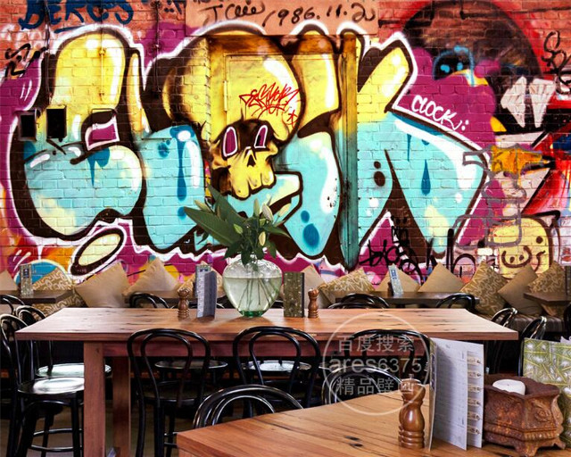 Table chairs graffiti wall vase free wallpaper - medium preview image