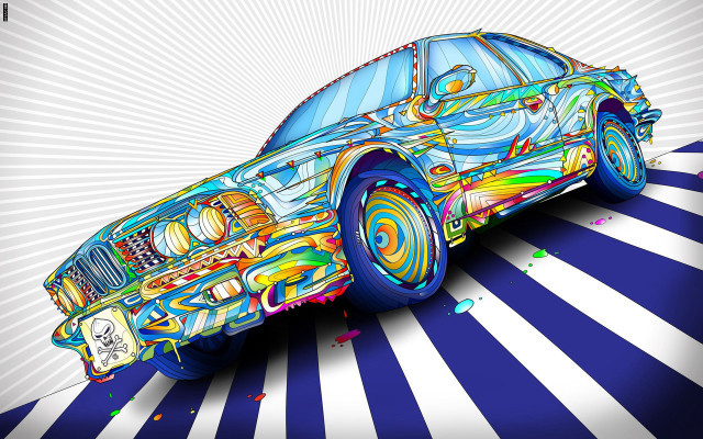 Colorful car hood striped floor free wallpaper - medium preview image