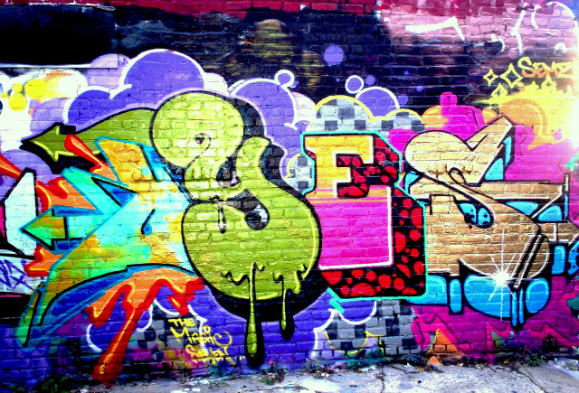 Graffiti wall fire hydrant person #2 free wallpaper - medium preview image