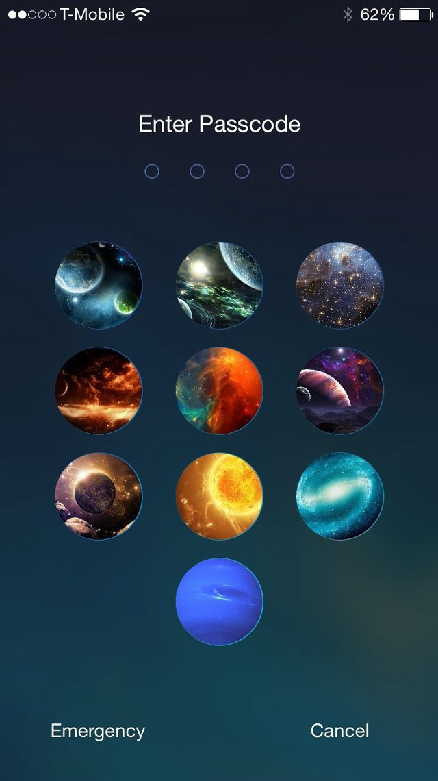 Cell phone planets passcode screen free wallpaper - medium preview image