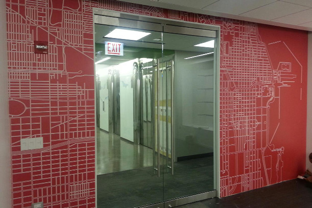 Red white wall glass door free wallpaper - medium preview image