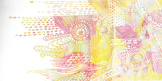 Colorful abstract lines dots yellow free wallpaper - medium preview image