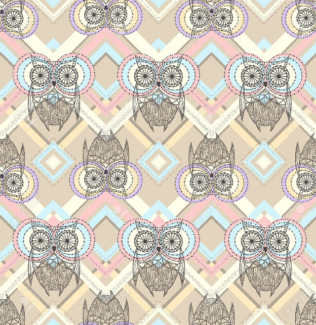 Owl pattern face squares circles free wallpaper - medium preview image