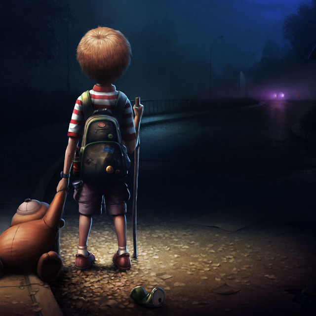 Boy backpack dark teddy bear #3 free wallpaper - medium preview image