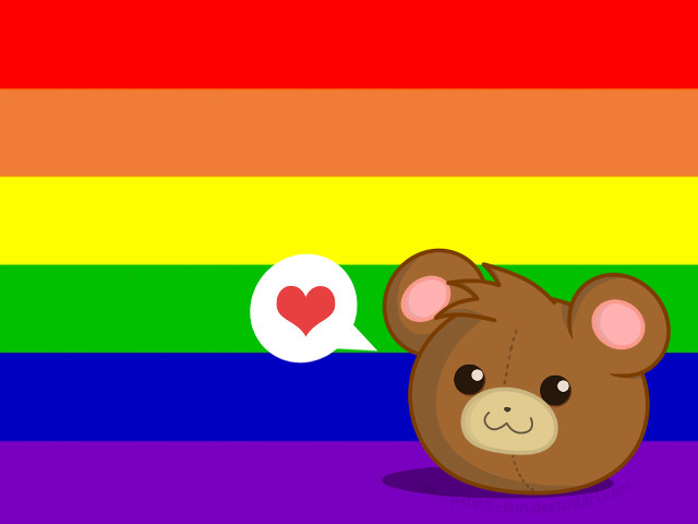 Teddy bear heart rainbow background free wallpaper - medium preview image