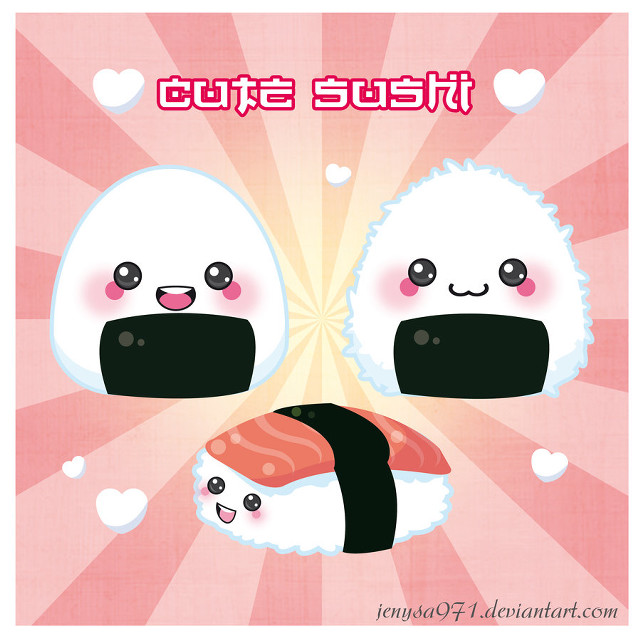 Sushi pink background hearts white free wallpaper - medium preview image