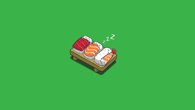Sushi bed green background red free wallpaper - medium preview image