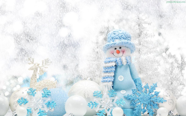 Snowman christmas decorations snowflakes winter free wallpaper - medium preview image
