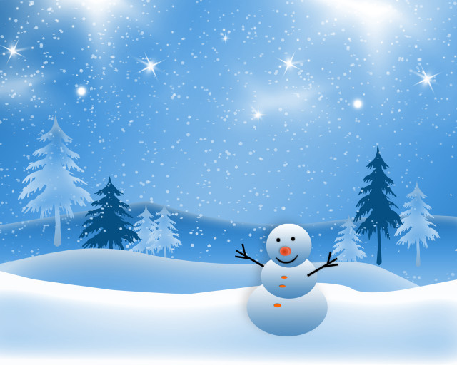 Snowman snow forest stars blue free wallpaper - medium preview image