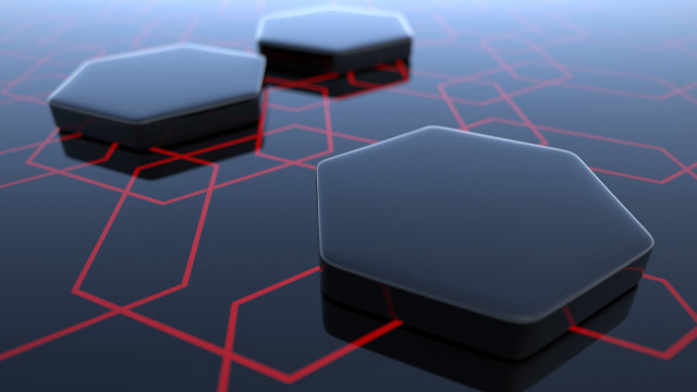 Black red objects blue surface free wallpaper - medium preview image