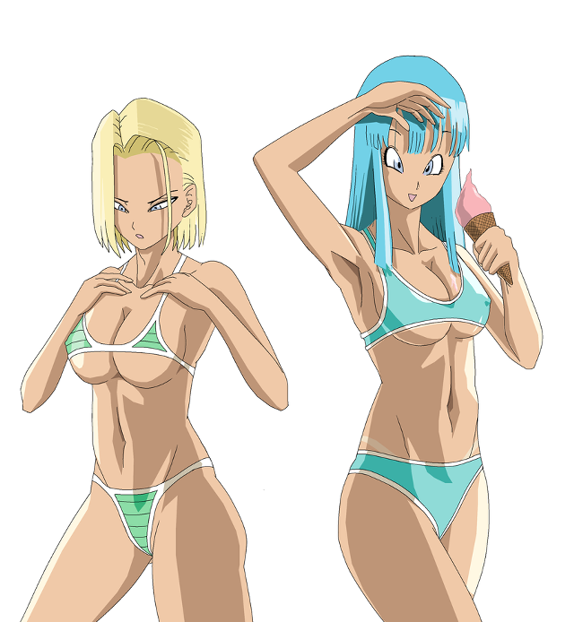 Woman bikini blue hair blonde free wallpaper - medium preview image