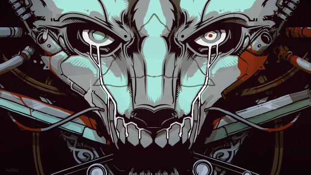 Stylized wolf swords skull blood free wallpaper - medium preview image
