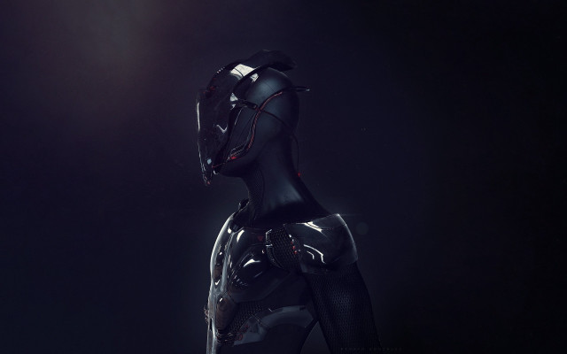 Black robot red light face free wallpaper - medium preview image