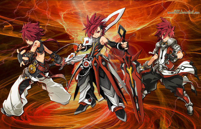 Anime characters swords armor red free wallpaper - medium preview image