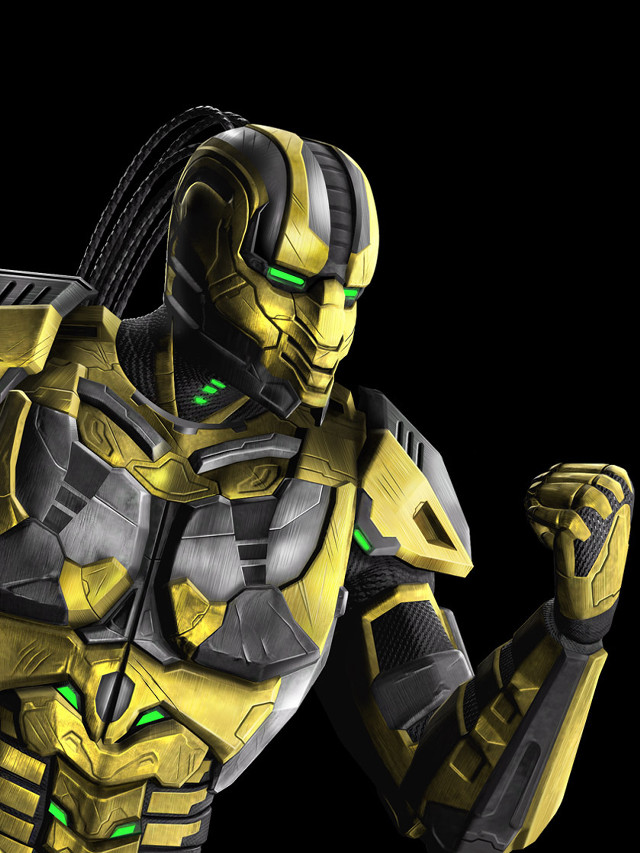 Yellow robot green eyes black free wallpaper - medium preview image