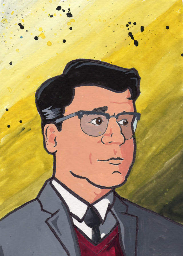 Man suit glasses yellow background free wallpaper - medium preview image