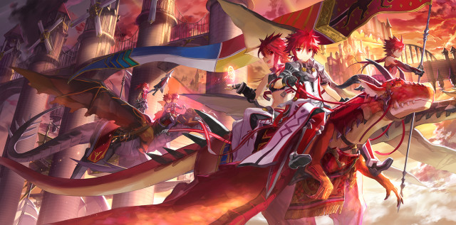 Woman red dress sword dragon #2 free wallpaper - medium preview image