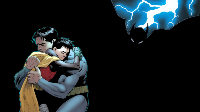 Man hugging woman batman background free wallpaper - medium preview image