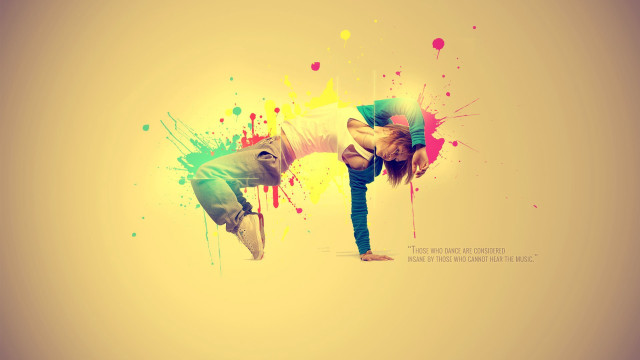 Man handstand knees paint splatters free wallpaper - medium preview image