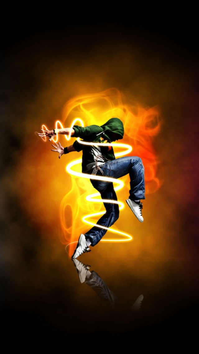 Dancing man fire background swirling free wallpaper - medium preview image