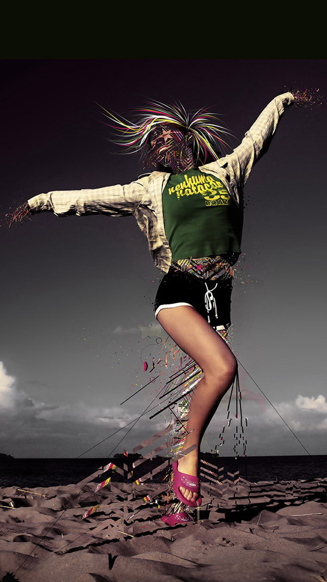 Beach woman trick arms outstretched free wallpaper - medium preview image