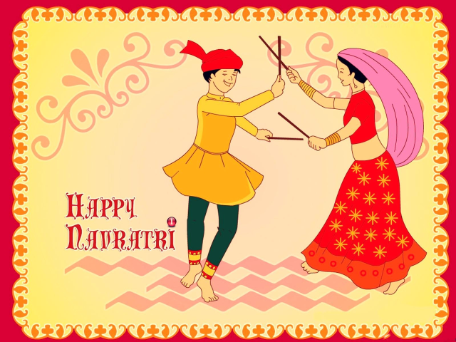 Couple dancing happy navratri message free wallpaper - medium preview image