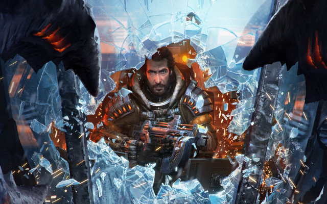 Man gun futuristic ice crystals free wallpaper - medium preview image