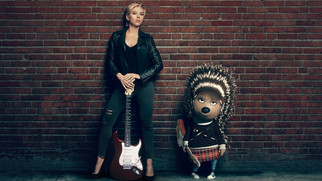 Woman hedgehog guitar standing next free wallpaper - medium preview image