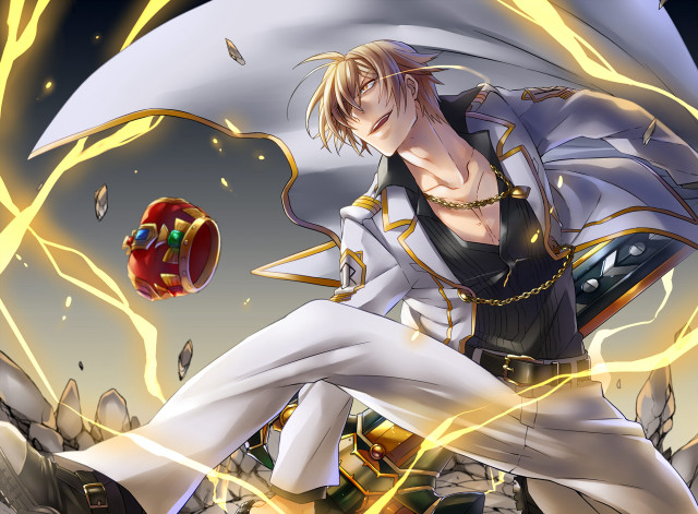 Man white suit red ball free wallpaper - medium preview image
