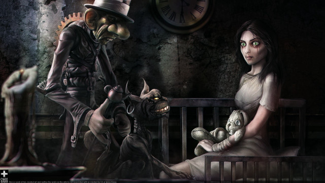 Creepy man woman bench clock free wallpaper - medium preview image