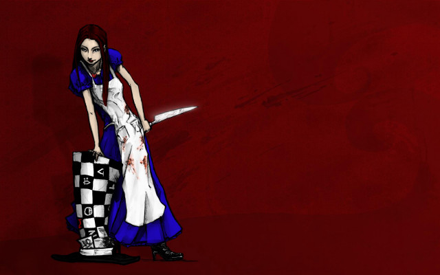 Alice bloodied knife checkered luggage free wallpaper - medium preview image