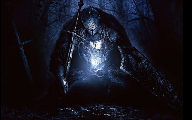 Man dark forest sword glowing free wallpaper - medium preview image