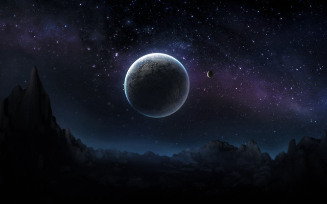 Planet two planets mountain range free wallpaper - medium preview image
