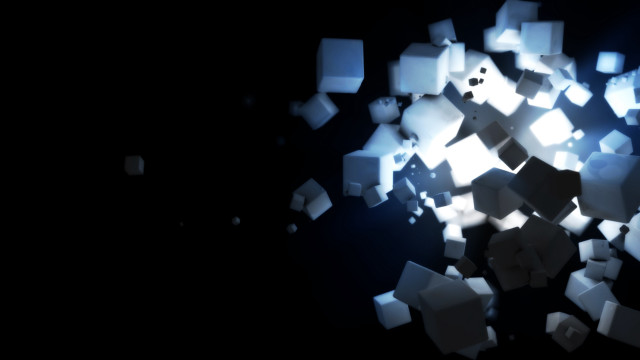 Cubes flying dark room light #2 free wallpaper - medium preview image