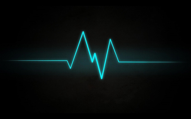 Green heartbeat black background blue free wallpaper - medium preview image